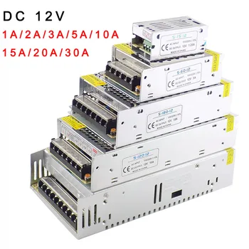 Osvetlenie Transformer AC 110v 220v 265V, aby DC 12V 1A 2A 3A 5A 10A 15A 20A LED driver prepínač napájania adaptér pre pásy svetla